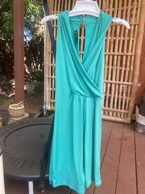 The Limited Turquoise Sleeveless V-Neck Midi Dress